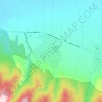 Vergina topographic map, elevation, terrain