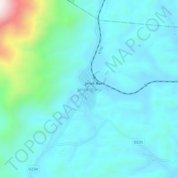Jerek Baru topographic map, elevation, terrain