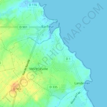 Les Hougues topographic map, elevation, terrain