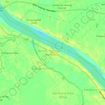 Kampung Pengkalan Rambutan topographic map, elevation, terrain