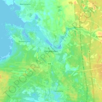 Haukipudas topographic map, elevation, terrain