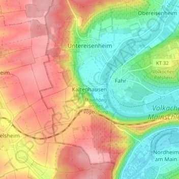 Kaltenhausen topographic map, elevation, terrain