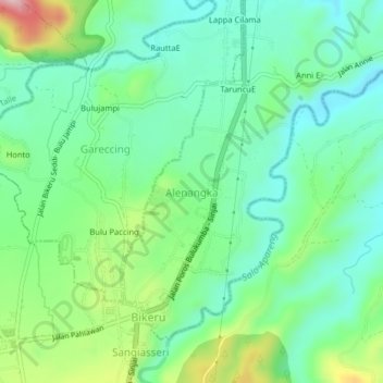Alenangka topographic map, elevation, terrain