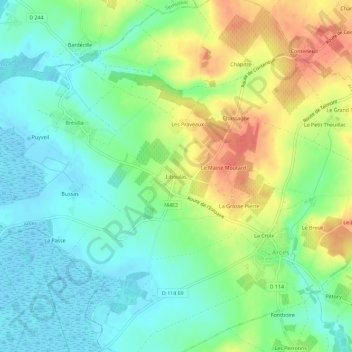Liboulas topographic map, elevation, terrain