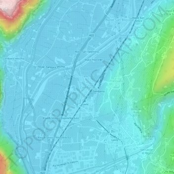 Zambana topographic map, elevation, terrain