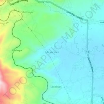 Mekarsari topographic map, elevation, terrain
