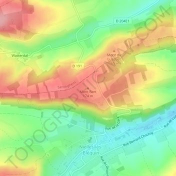 Mont Bart topographic map, elevation, terrain
