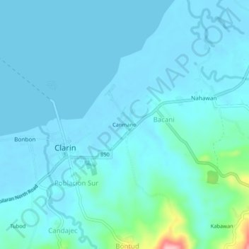 Canmano topographic map, elevation, terrain