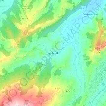 Prato Ottesola topographic map, elevation, terrain