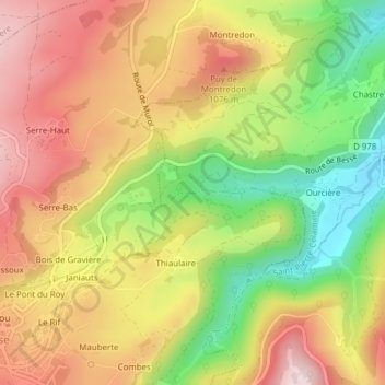 Cascades de Chiloza topographic map, elevation, terrain