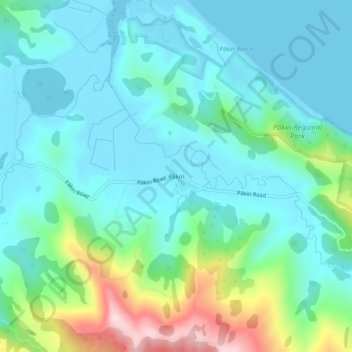 Pākiri topographic map, elevation, terrain