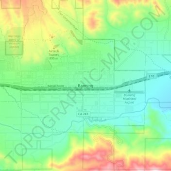 Banning topographic map, elevation, terrain