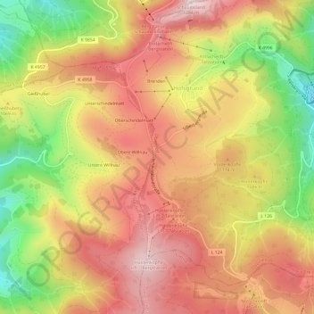 Halde topographic map, elevation, terrain