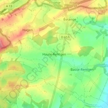 Haute-Rentgen topographic map, elevation, terrain