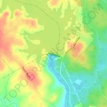 Jackson Lake topographic map, elevation, terrain