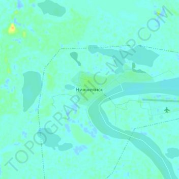Нижнеянск topographic map, elevation, terrain