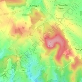 Courcelles topographic map, elevation, terrain