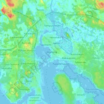 Hamina topographic map, elevation, terrain