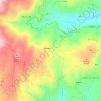 Laceiras topographic map, elevation, terrain