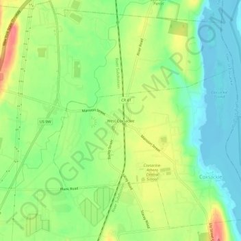 West Coxsackie topographic map, elevation, terrain