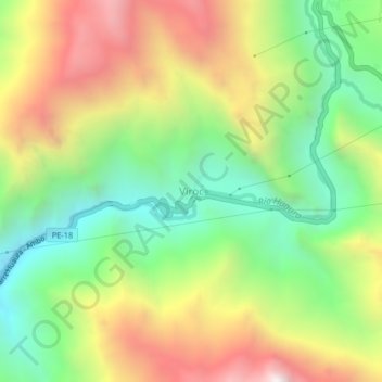 Viroc topographic map, elevation, terrain