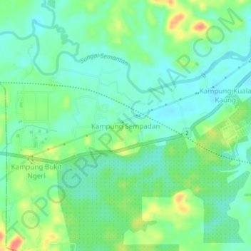 Kampung Sempadan topographic map, elevation, terrain