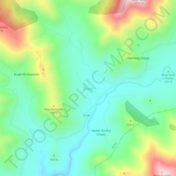 Zogaj topographic map, elevation, terrain