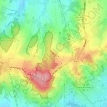 Hoogberg topographic map, elevation, terrain