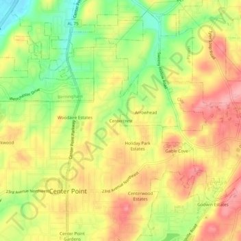Centercrest topographic map, elevation, terrain