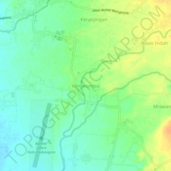 Wirowongso topographic map, elevation, terrain