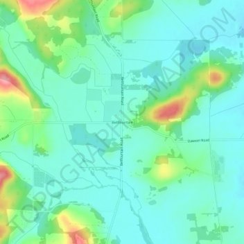 Bellfountain topographic map, elevation, terrain