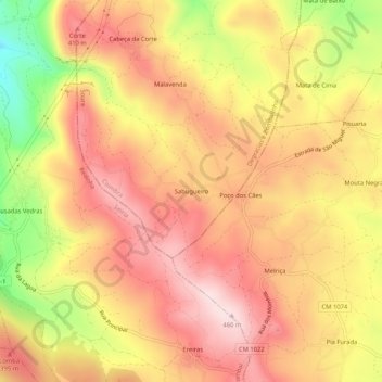 Sabugueiro topographic map, elevation, terrain