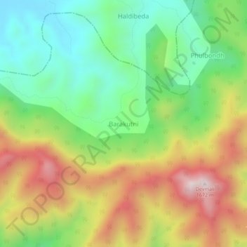Barakutni topographic map, elevation, terrain