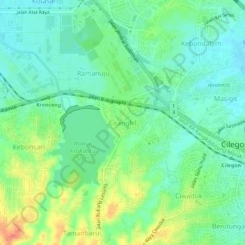 Citangkil topographic map, elevation, terrain
