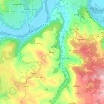 Plagnes topographic map, elevation, terrain