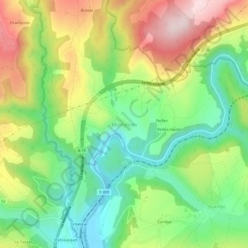 Montjézieu topographic map, elevation, terrain