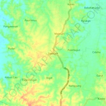 Jawilan topographic map, elevation, terrain