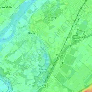 Bussereind topographic map, elevation, terrain
