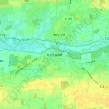Hovestadt topographic map, elevation, terrain