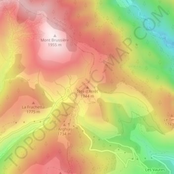 Tête d'Arrêt topographic map, elevation, terrain
