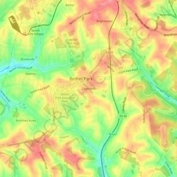 Coverdale topographic map, elevation, terrain