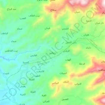 Rihab topographic map, elevation, terrain