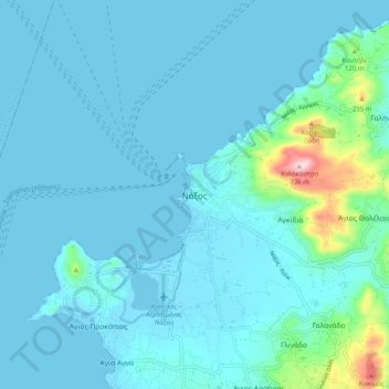 Naxos topographic map, elevation, terrain
