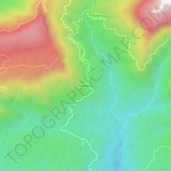 Mawlong topographic map, elevation, terrain