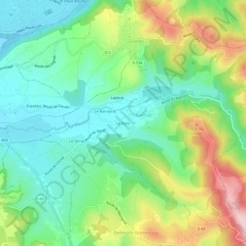 Le Dom topographic map, elevation, terrain