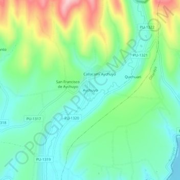 Aychuyo topographic map, elevation, terrain