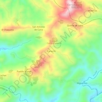 Curiachi topographic map, elevation, terrain