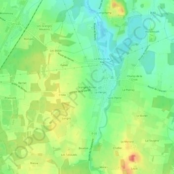 Granges Piroux topographic map, elevation, terrain