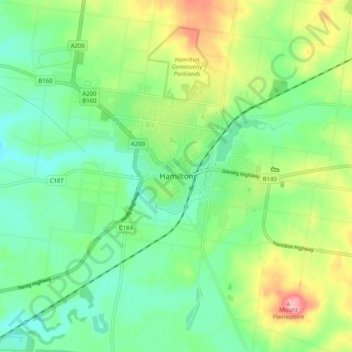 Hamilton topographic map, elevation, terrain