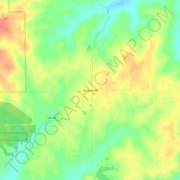 Spraytown topographic map, elevation, terrain